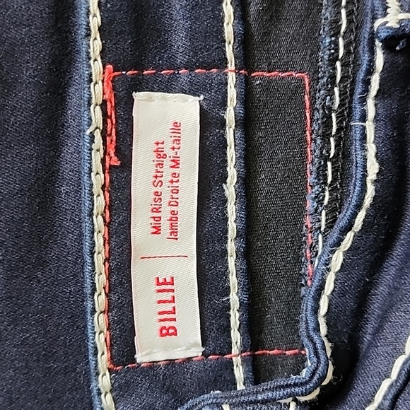 True Religion Billie Dark Blue Jeans with White Stitching, Mid-Rise, Size 27 - Picture 6 of 11